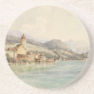 Posavasos Vista de St. Wolfgang en el lago Wolfgang Carl Laf