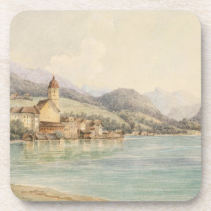 Posavasos Vista de St. Wolfgang en el lago Wolfgang Carl Laf