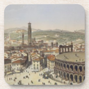 Posavasos Vista de Verona, grabada por L. Cherbuin (en del