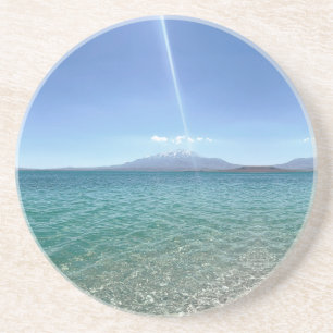 Posavasos Vista del agua cristalina Blue Sky Beach Vibe Tran