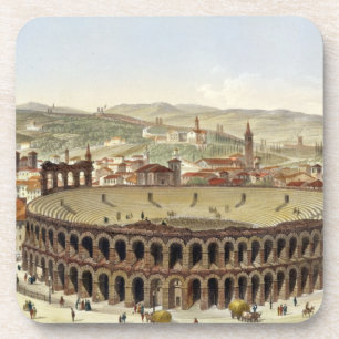 Posavasos Vista del Amphitheatre romano, Verona, b grabado
