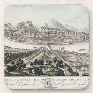 Posavasos Vista del capital y de la fortaleza de Salzburg,
