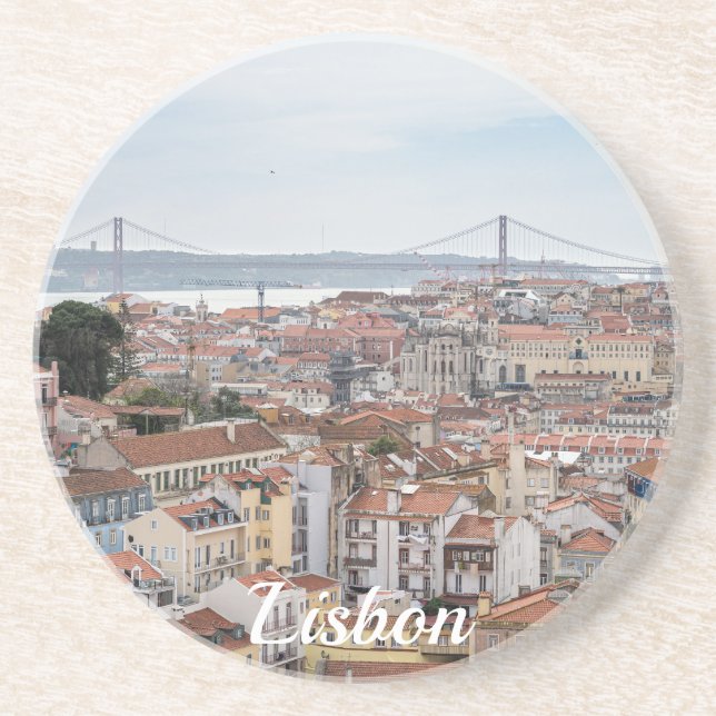 Posavasos Vista del casco antiguo de Lisboa y el puente del  (Frente)