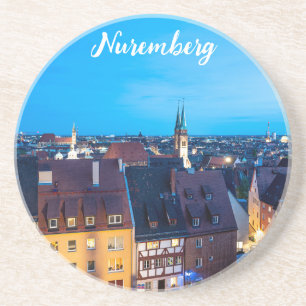 Posavasos Vista del casco antiguo de Nuremberg de noche