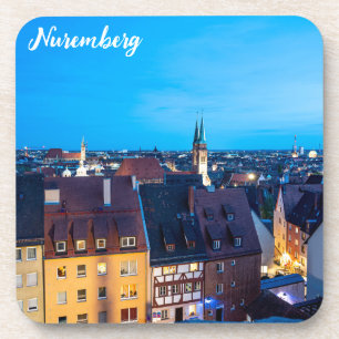 Posavasos Vista del casco antiguo de Nuremberg de noche
