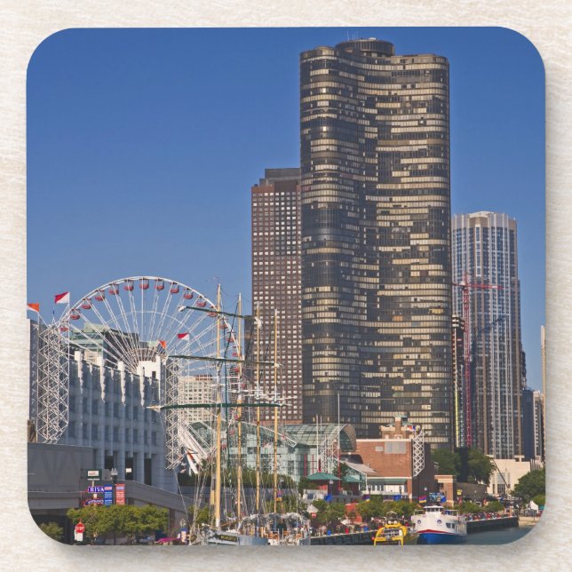 Posavasos Vista del muelle naval de Chicago (Frente)