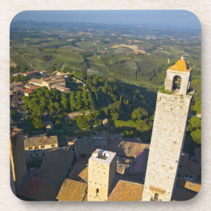 Posavasos Vista desde la torre, San Gimignano, Siena, Toscan