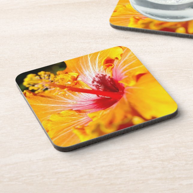 Posavasos Vista lateral de naranja Hibiscus (Lado Izquierdo)