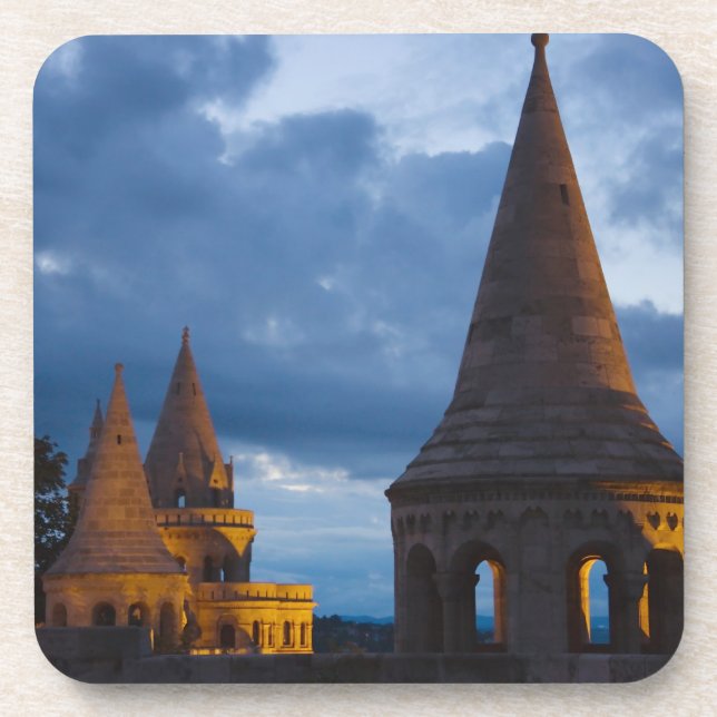 Posavasos Vista nocturna del Bastión del Pescador, Castillo  (Frente)