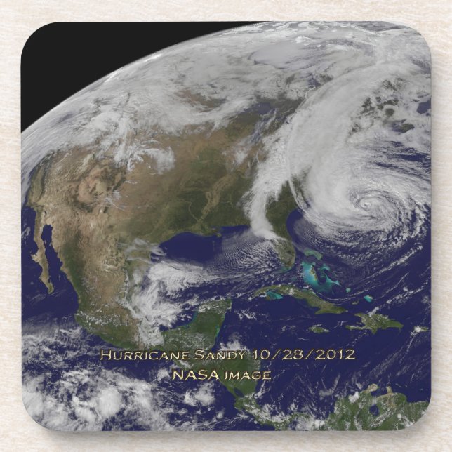 Posavasos Vista satelital del huracán Sandy (Frente)