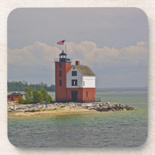 Posavasos Vistas a la estación Round Island Light.