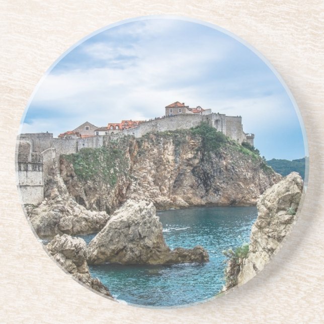 Posavasos Vistas de las murallas de Dubrovnik al mar (Frente)