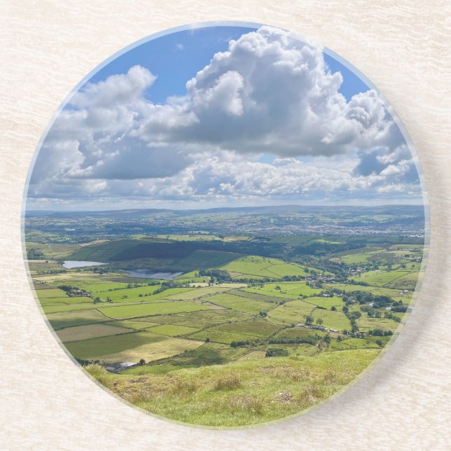 Posavasos Vistas tranquilas desde Pendle Hill... (Frente)