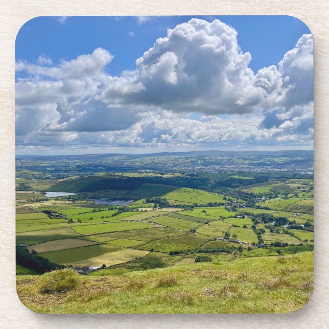 Posavasos Vistas tranquilas desde Pendle Hill... (Frente)