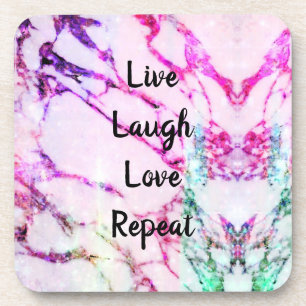 Posavasos Vive, Ríe, Ama, Repite Reutilizable de plástico du