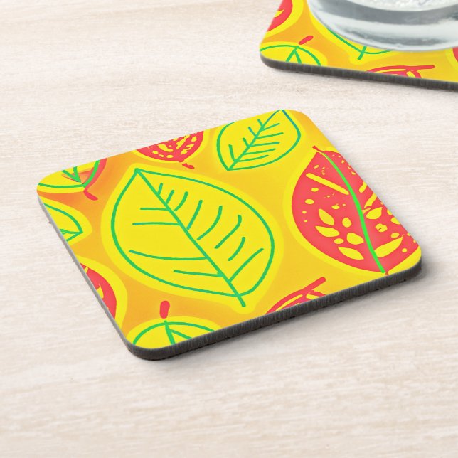 Posavasos Vivid Colorful Leaves Elegancia Arte (Lado Izquierdo)