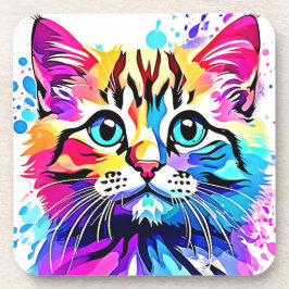 Posavasos Vivid Kitty Vibes Design