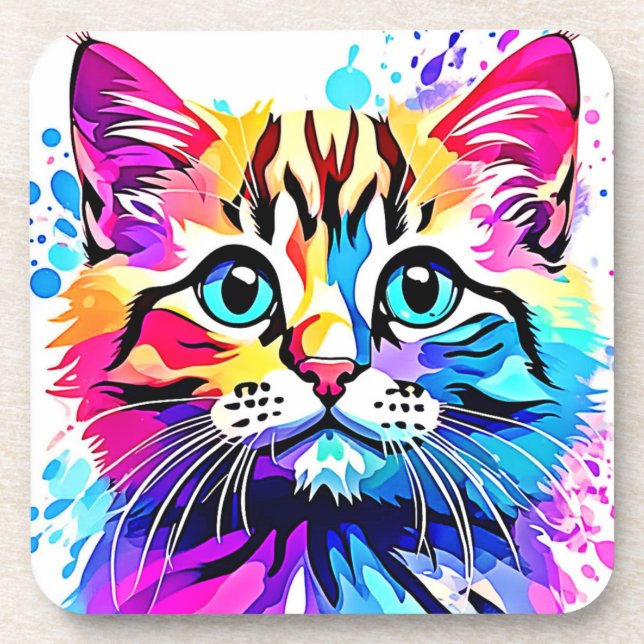 Posavasos Vivid Kitty Vibes Design (Frente)