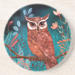 Posavasos Vom Künstler handillustrierte Eule – Boho Natur