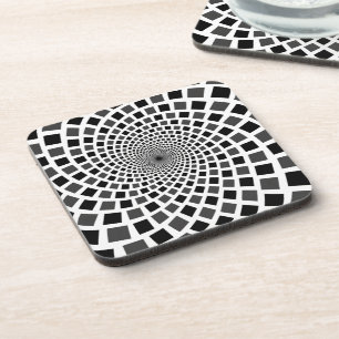 Posavasos Vórtice de Cuadrado Monocromo