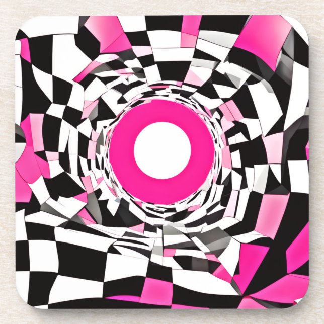 Posavasos Vórtice Rosa: Un Descenso A Cuadros (Frente)