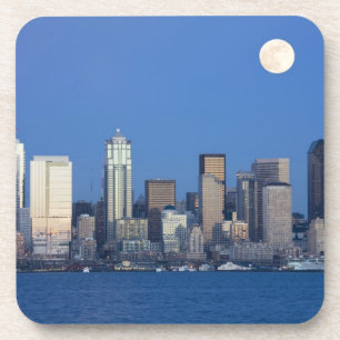 Posavasos WA, Seattle, horizonte de Seattle y Elliott Bay 2