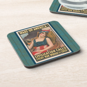 Posavasos Wake Up America Poster Hard Plastic Coaster