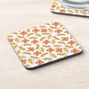 Posavasos Warm Falling Autumn Leaves with Flowers