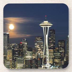Posavasos Washington, Seattle, Silueta por la noche desde Ke