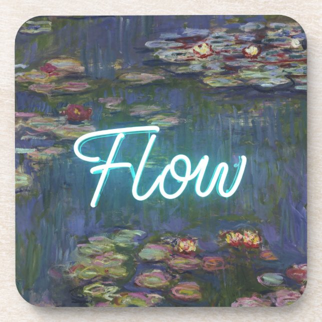 Posavasos Water Lilies Remix – Neon “FLOW” Wall Art & Gifts (Frente)