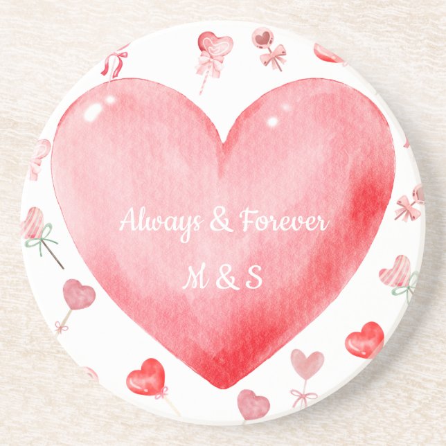 Posavasos Watercolor Heart Valentine Drink Coaster (Frente)