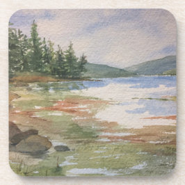 Posavasos Watercolor Mainscape Landscape Forest Blue Green