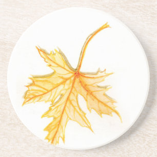 Posavasos Watercolor Maple Leaf Sandstone Coaster