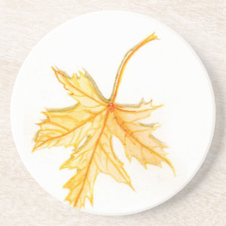 Posavasos Watercolor Maple Leaf Sandstone Coaster