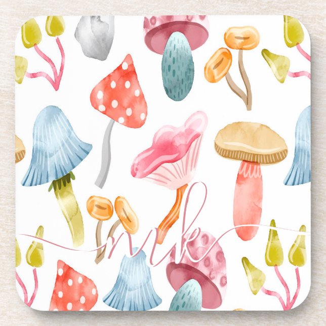 Posavasos Watercolor Pastel Mushrooms (Frente)