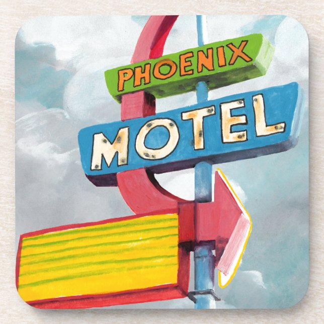 Posavasos Watercolor Phoenix Motel (Frente)