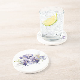 Posavasos Watercolor Purple Iris Bouquet