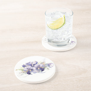 Posavasos Watercolor Purple Iris Bouquet