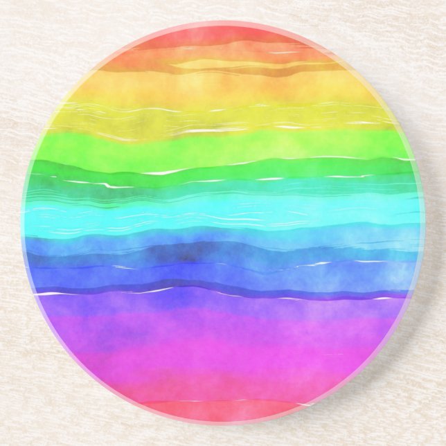 Posavasos Watercolor Rainbow Stripes (Frente)