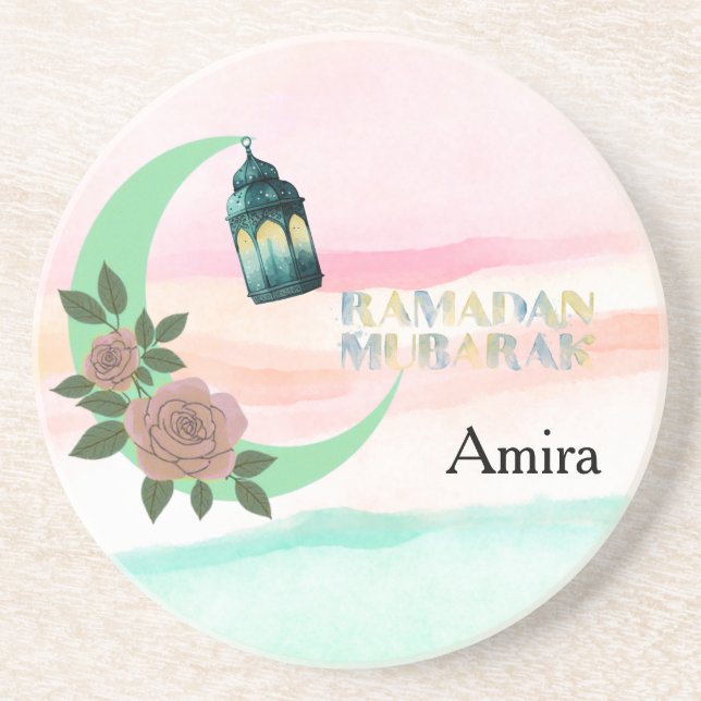 Posavasos Watercolor Ramadan – Crescent Moon  (Frente)