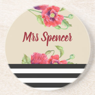 Posavasos Watercolor Red Poppies Arte Floral