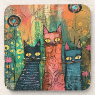 Posavasos Watercolor Vintage Resumen Cat