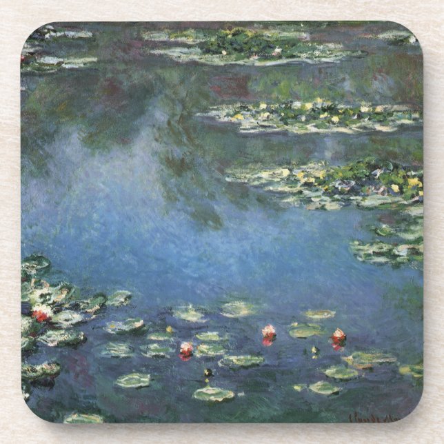 Posavasos Waterlilies por Claude Monet, Flores de época (Frente)