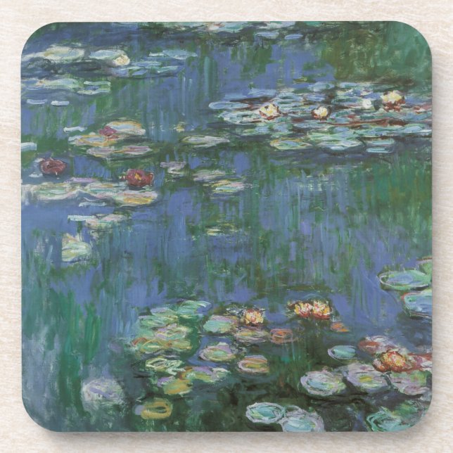 Posavasos Waterlilies por Claude Monet, Flores de época (Frente)