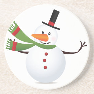 Posavasos Waving Carrot Nose Snowman