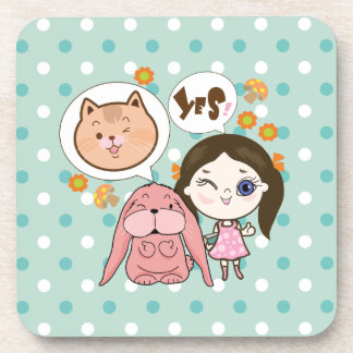 Posavasos wee y sus amigos - gato y conejo