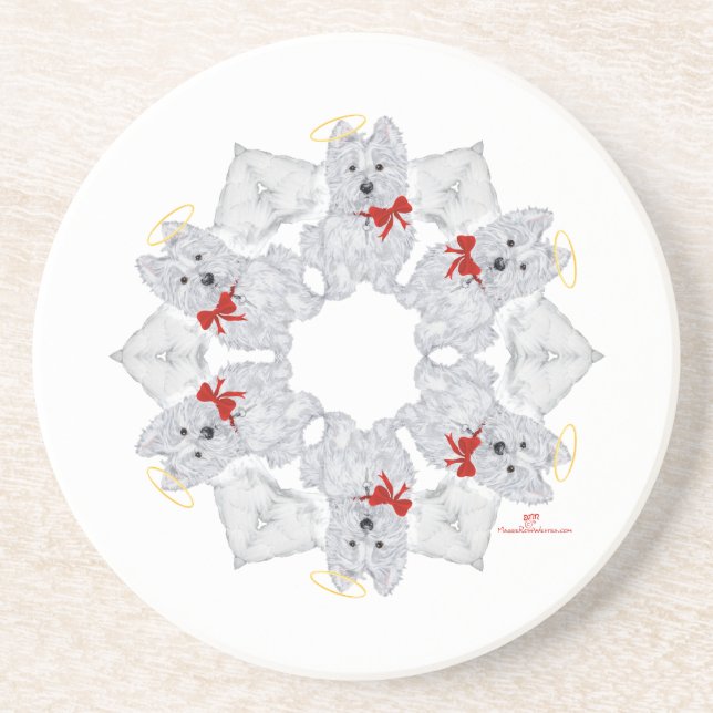 Posavasos Westie Ángel Copo de Nieve (Frente)