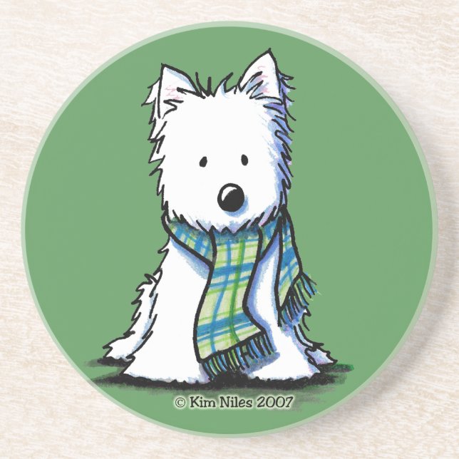 Posavasos Westie Coaster de escarpe de invierno (Frente)