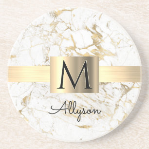 Posavasos Wh & Gold Marble Gold Gold Box, DIY Black Name Mon