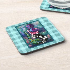 Posavasos Whimsical Abstract Mermaid Nautical Teal Seashells